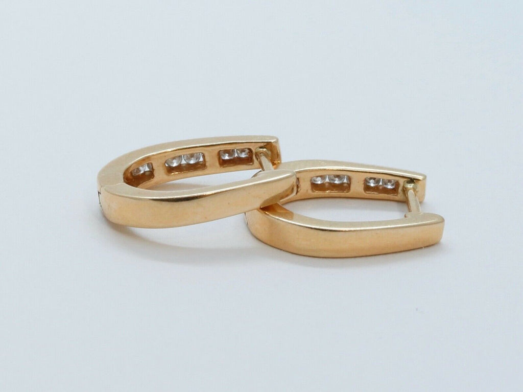 Vintage Diamonds 14K Yellow Gold Huggie Milgrain Earrings