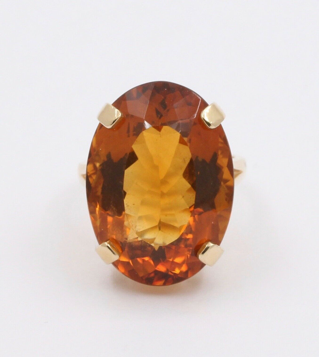 Large Vintage 14K Yellow Gold Citrine Statement Ring