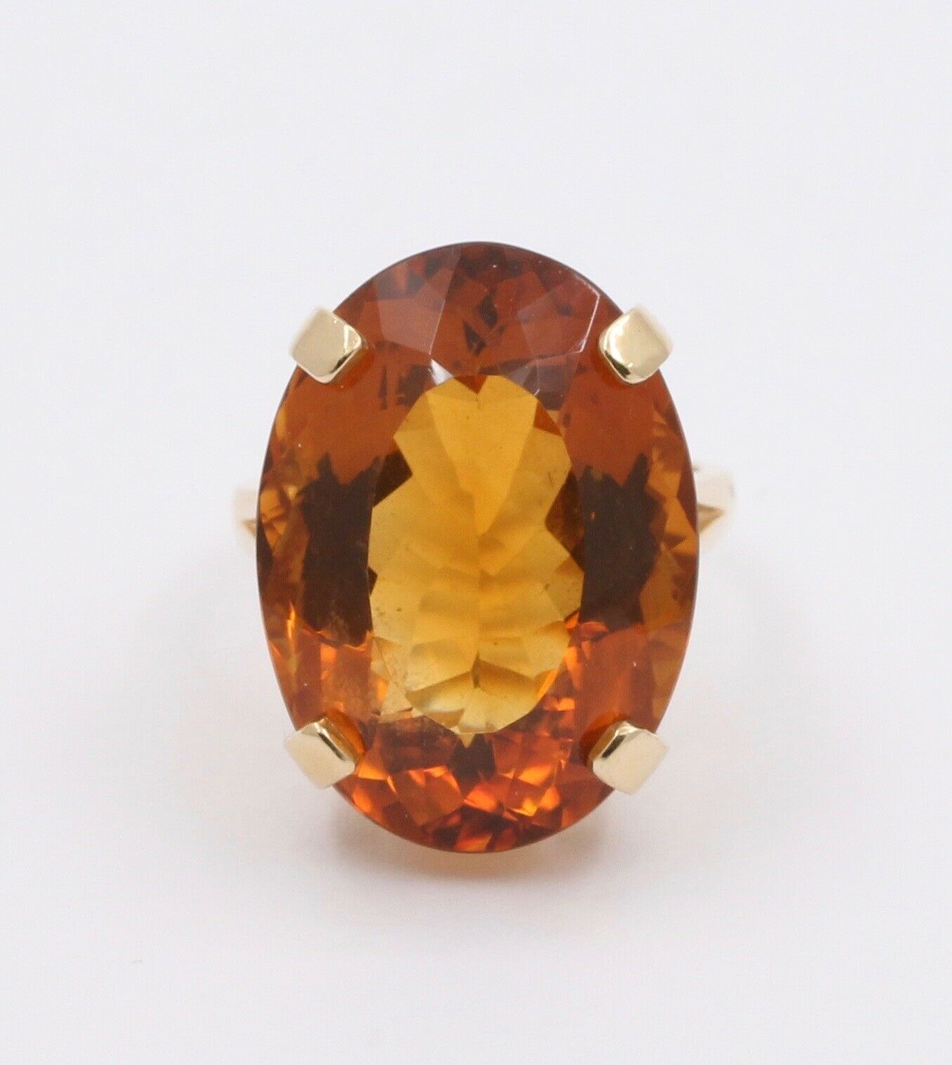 Large Vintage 14K Yellow Gold Citrine Statement Ring