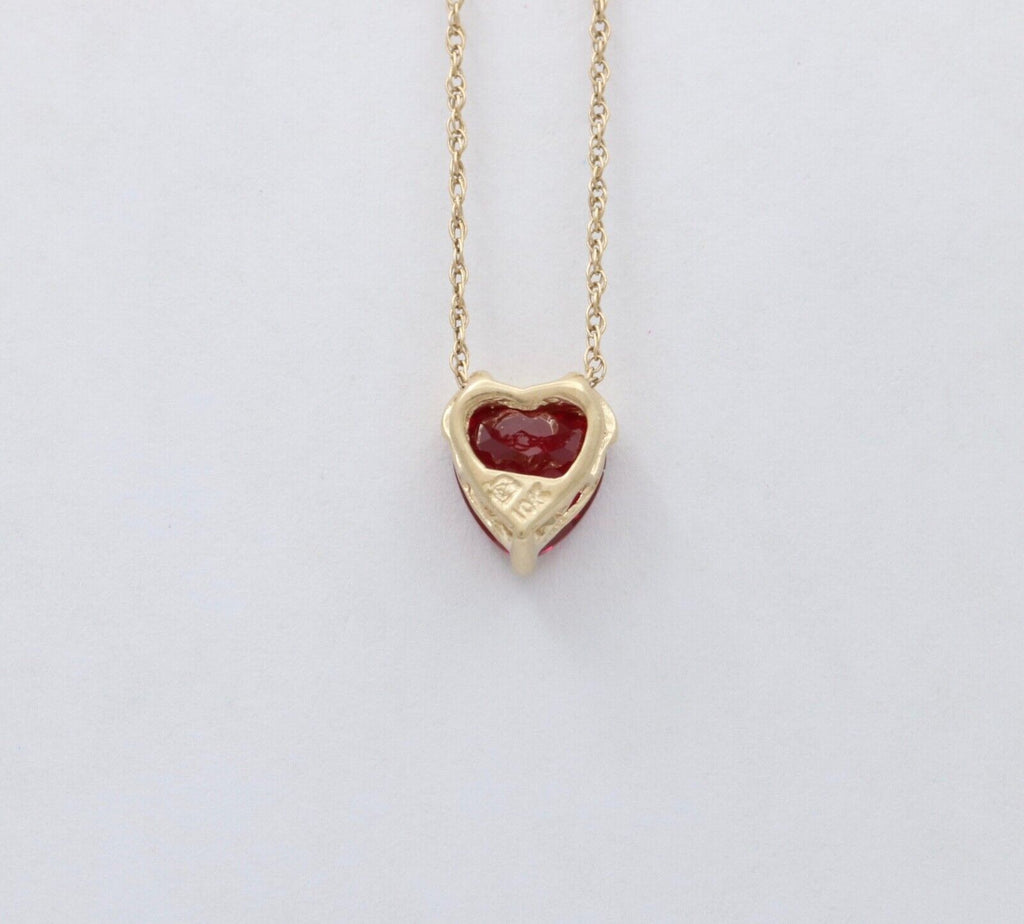 Vintage Heart Lab Ruby 10K Yellow Gold Pendant