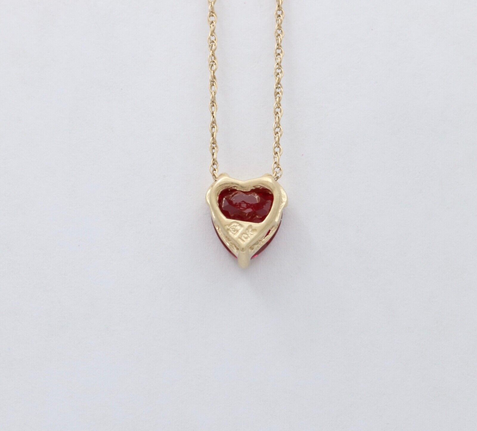 Vintage Heart Lab Ruby 10K Yellow Gold Pendant