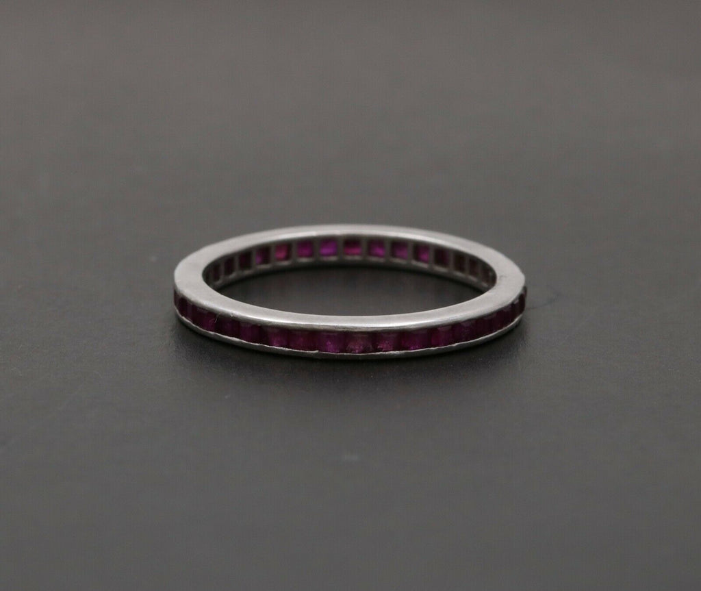 Vintage Rubies 18K White Gold Eternity Band Ring