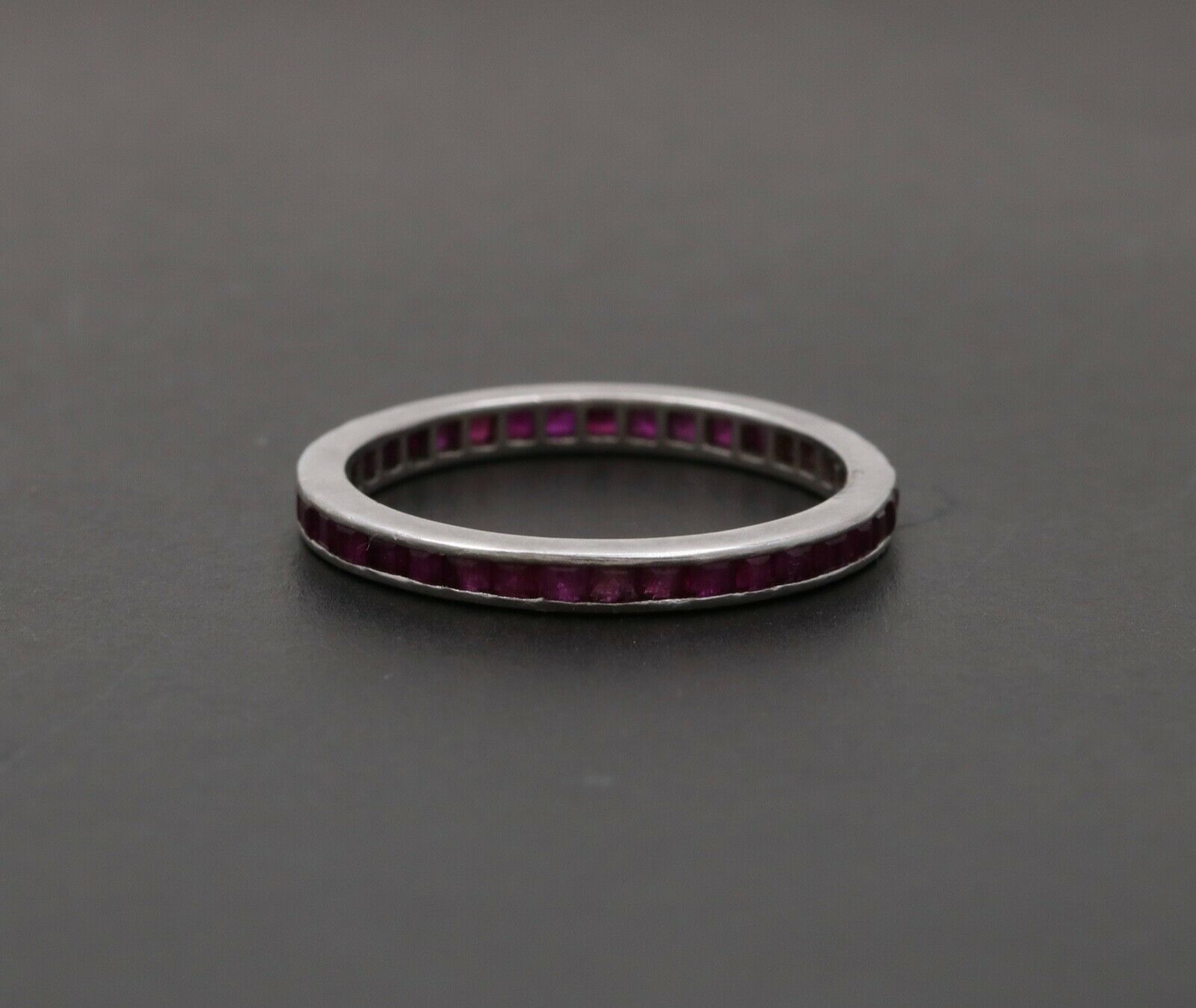 Vintage Rubies 18K White Gold Eternity Band Ring