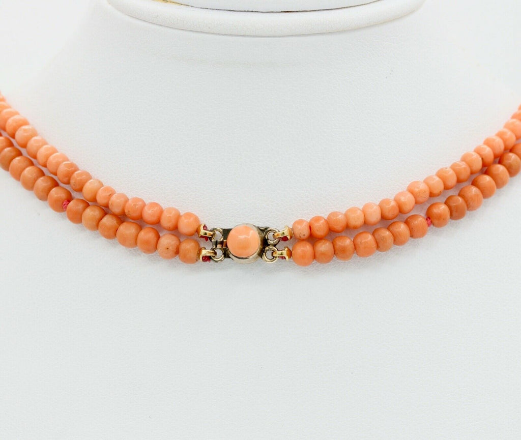 Victorian Coral Double Strand Necklace