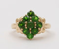 Vintage Cluster Green Garnet 14K Yellow Gold Ring