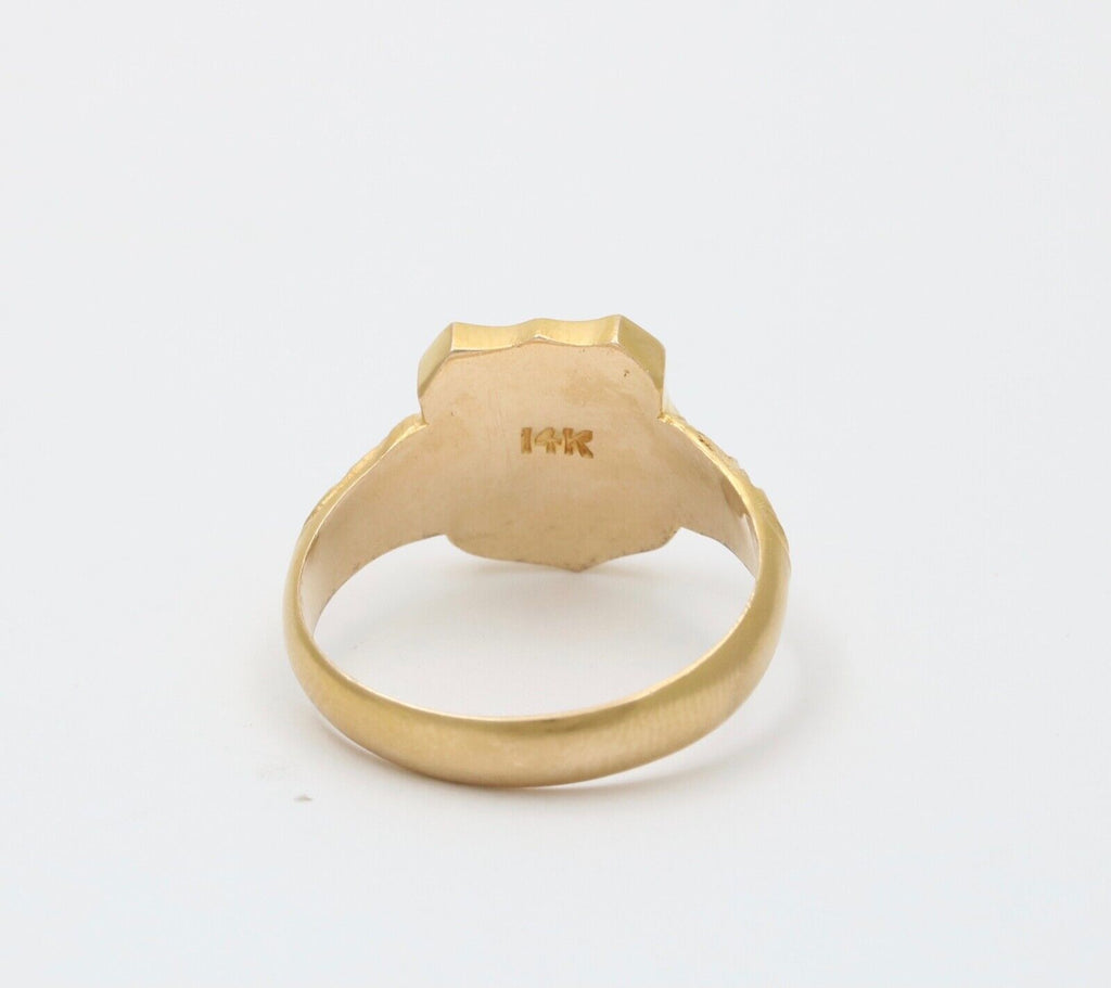 Antique Art Deco 14K Gold Shield Signet Ring, Ring Band