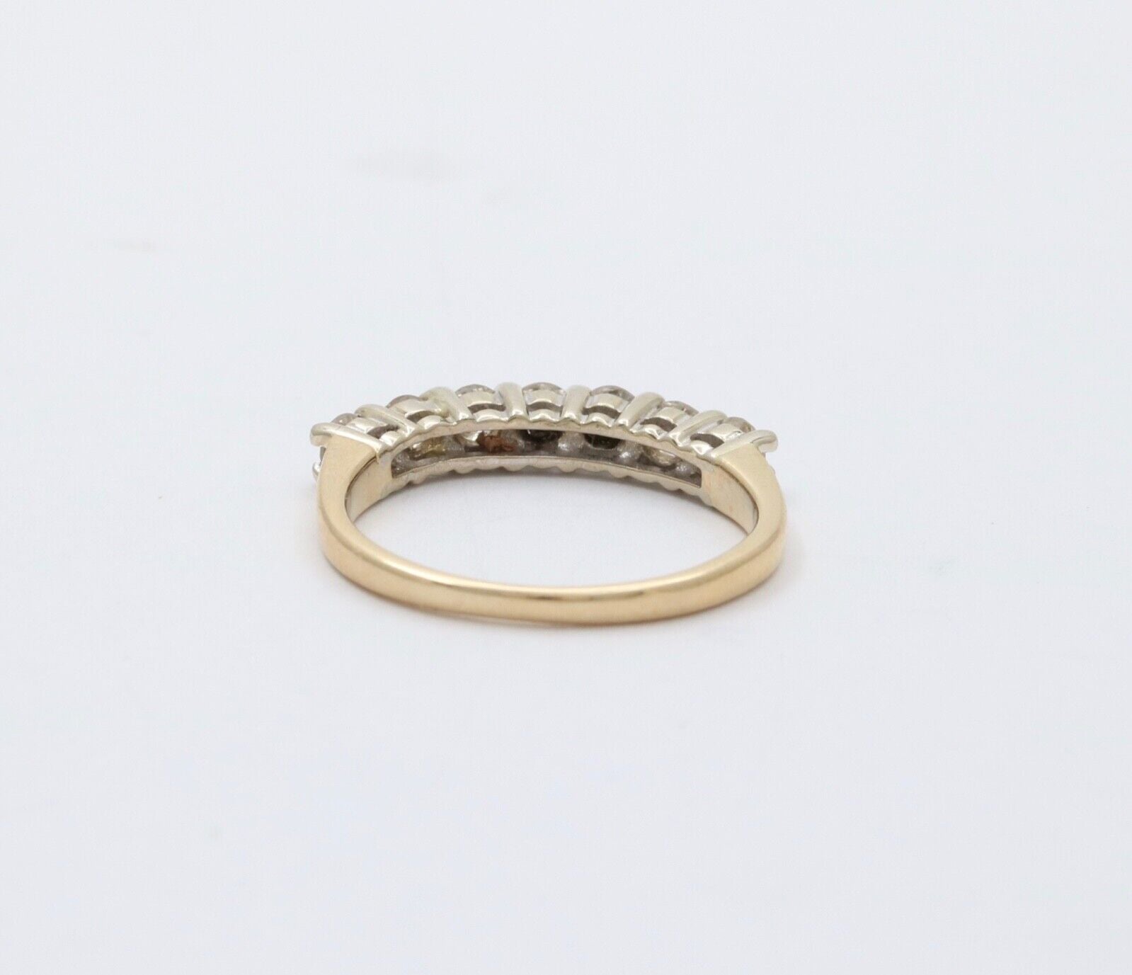 Vintage 14K Gold Seven Diamond Ring Band, Wedding Band.