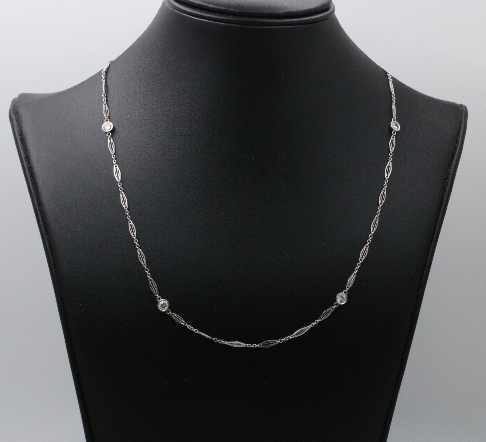 Art Deco Diamonds By The Yard 14K White Gold Watch Chain