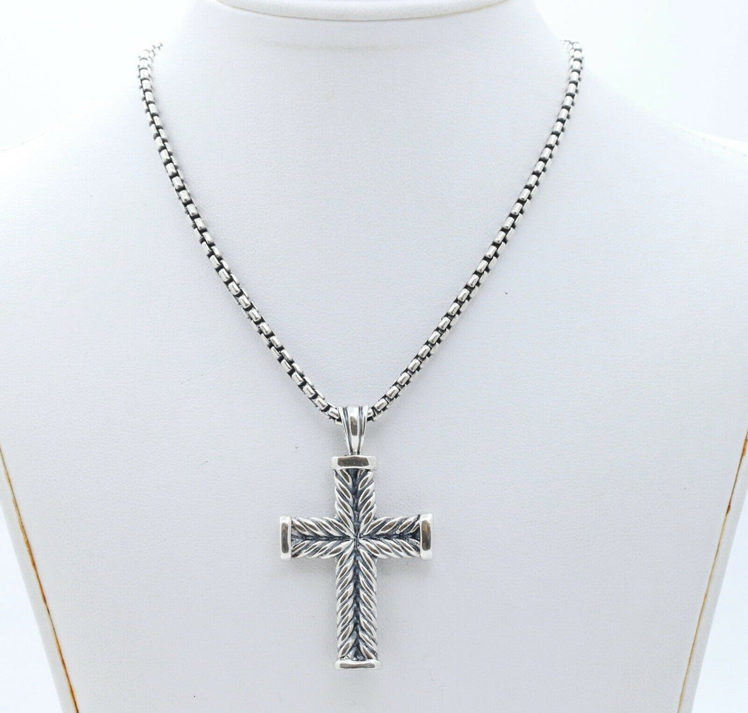 David Yurman 925 Chevron Cross Pendant and Chain