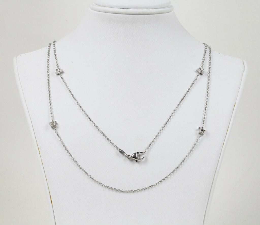 Vintage 18k White Gold Diamond Stackable Necklace
