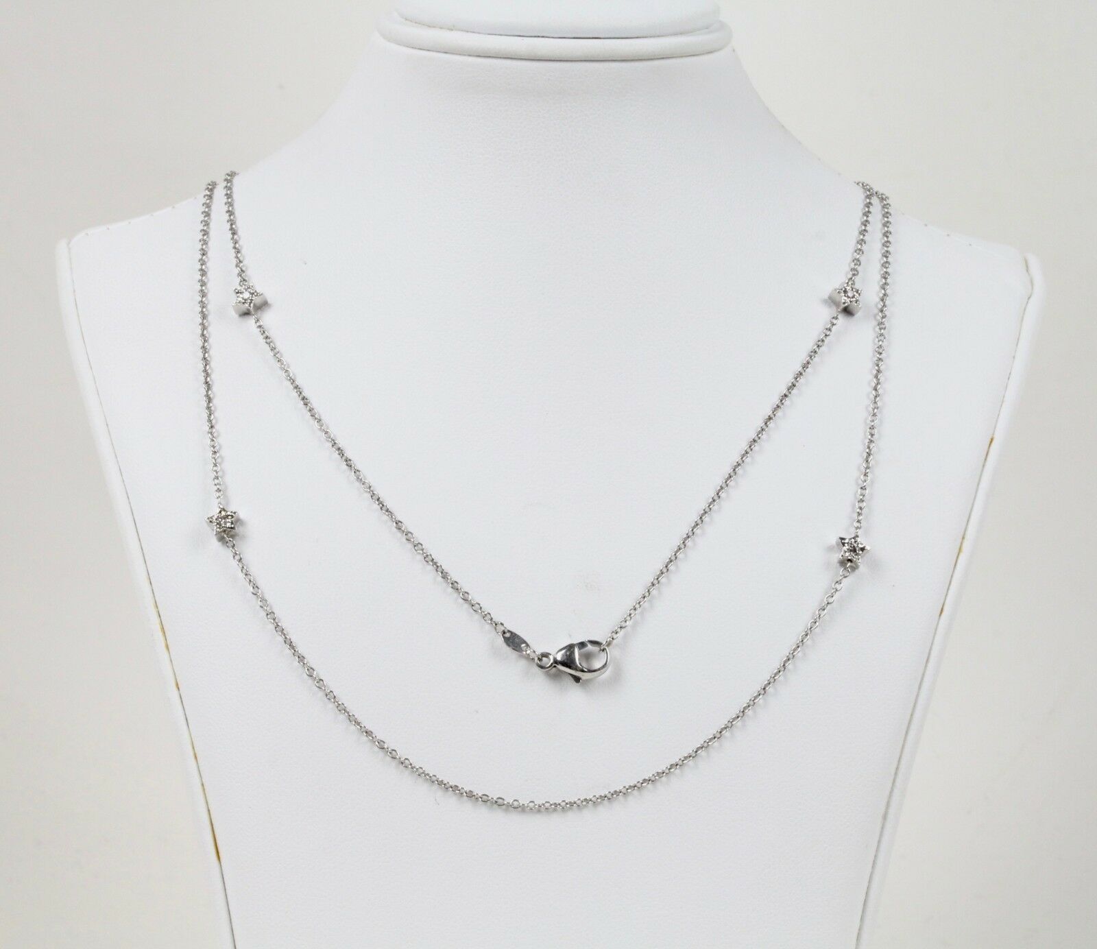 Vintage 18k White Gold Diamond Stackable Necklace