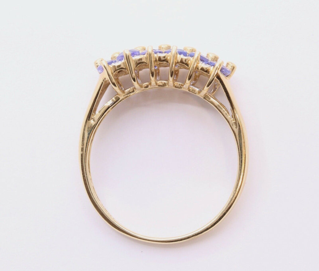 Vintage Tanzanite Diamonds 14K Yellow Gold Ladies Band