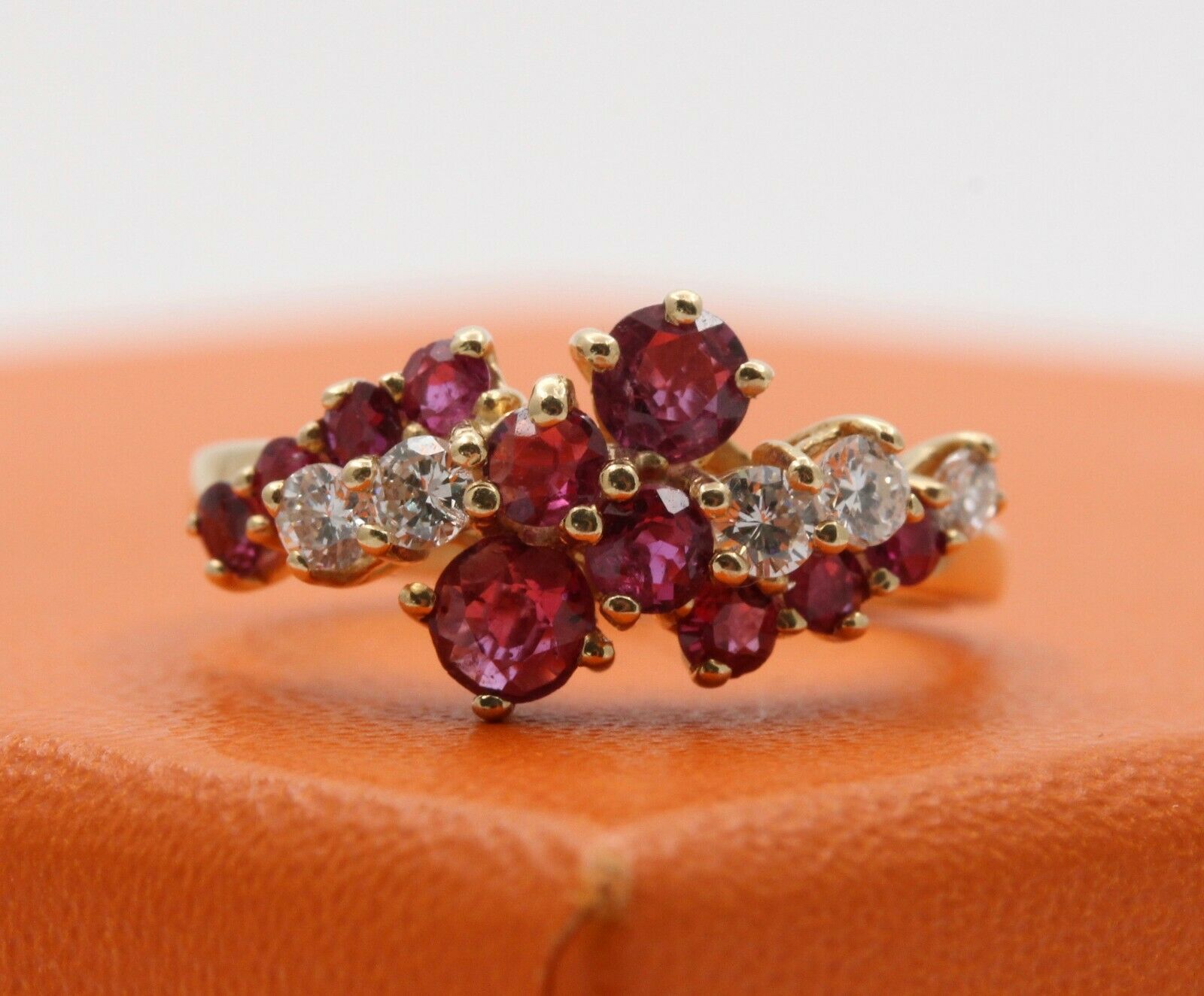 Vintage Mikimoto 14K Yellow Gold Ruby Diamond Ring
