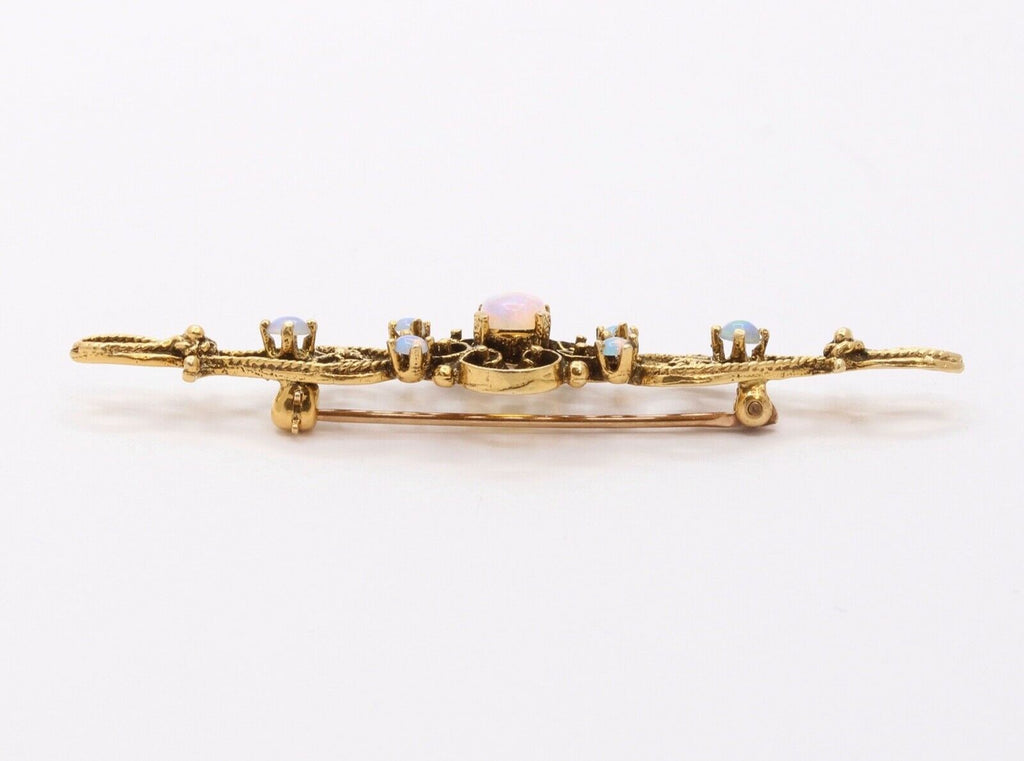 Victorian 14K Yellow Gold Opals Bar Pin Brooch