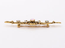 Load image into Gallery viewer, Victorian Retro 14K Yellow Gold Opals Bar Pin Brooch
