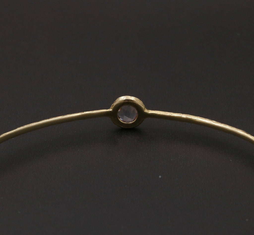 Vintage14k Yellow Gold & Pink Quartz Stacking Bracelet, Estate Bangle