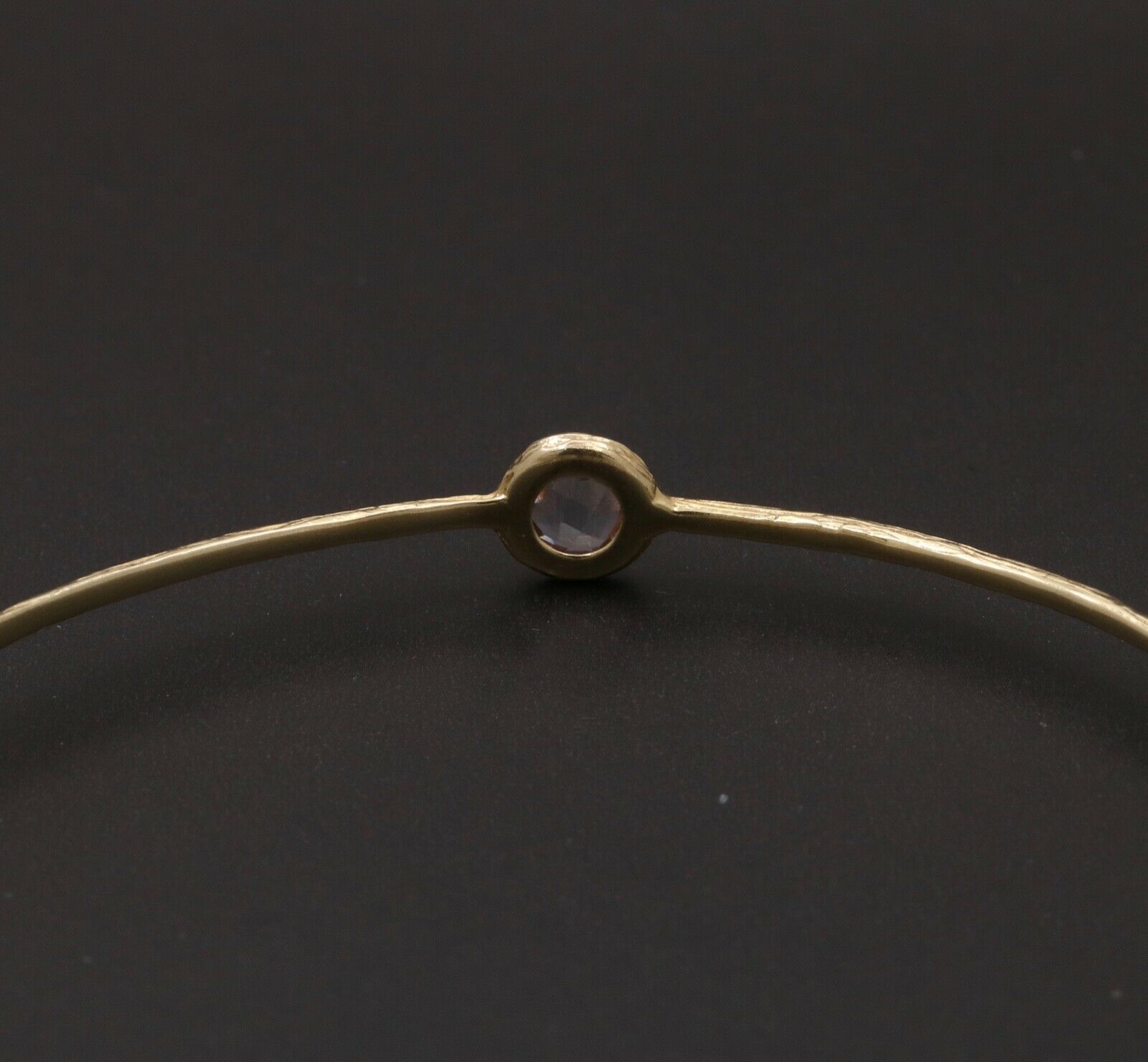 Vintage14k Yellow Gold & Pink Quartz Stacking Bracelet, Estate Bangle