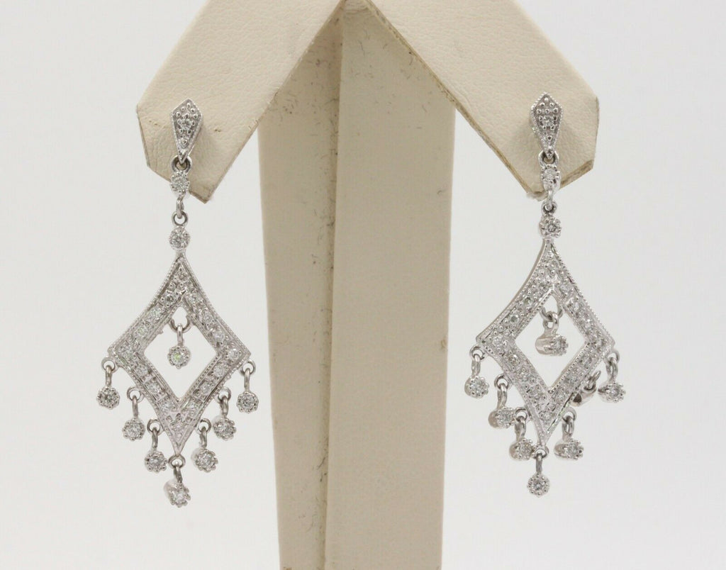 Vintage 14K Chandelier Diamond Drop Earrings