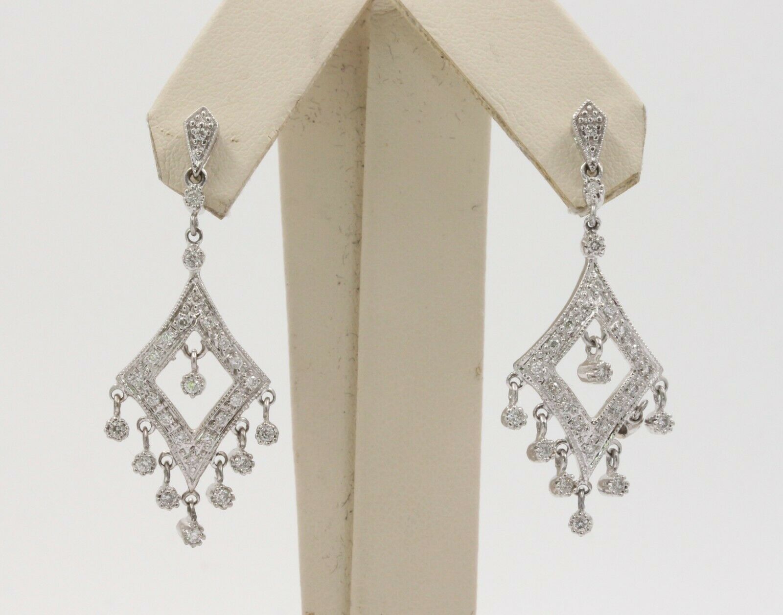 Vintage 14K Chandelier Diamond Drop Earrings