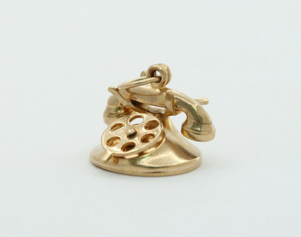 Vintage 10K Yellow Gold Rotary Phone Charm