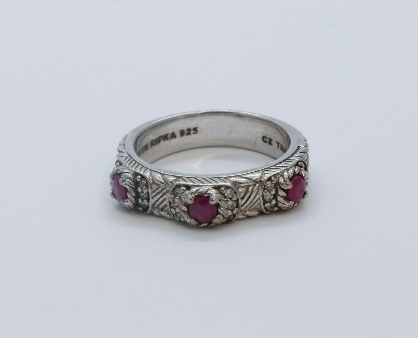 Vintage Judith Ripka Sterling Silver Ruby Ring