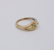 Load image into Gallery viewer, Vintage Teardrop Emerald Diamond 14K Yellow and White Gold Ring
