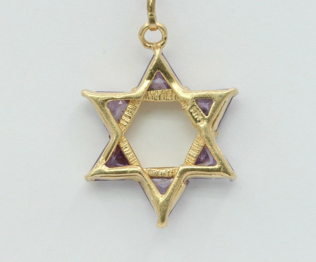 Vintage 14k Yellow Gold CZ Star Of David Pendant
