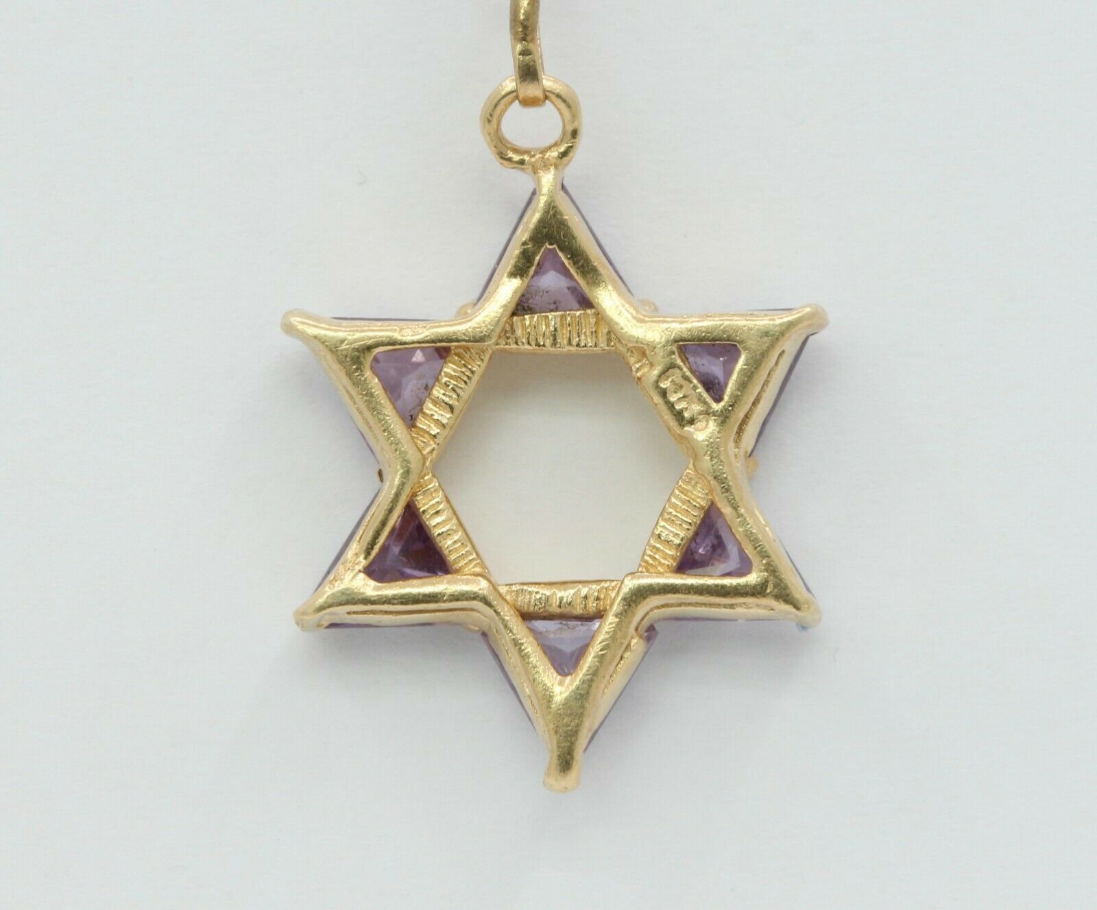 Vintage 14k Yellow Gold CZ Star Of David Pendant