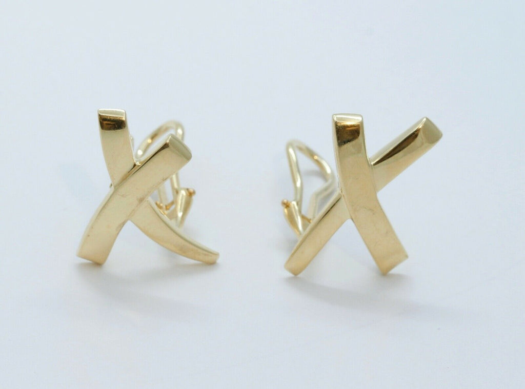 Tiffany and Co Paloma Picasso 18K Yellow Gold Graffiti X Earrings