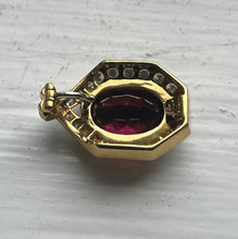 Load image into Gallery viewer, Vintage 18K Yellow Gold Rubellite Tourmaline Diamond Pendant Necklace.
