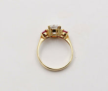 Load image into Gallery viewer, Vintage 14K Yellow Gold Emerald Cut Diamond Pink Tourmaline Ring, Engagement Ring
