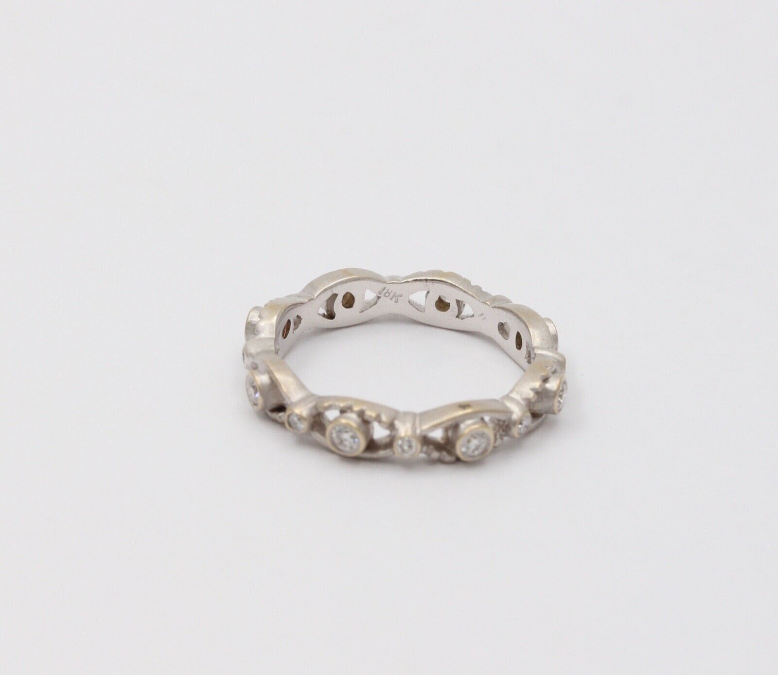 Vintage Infinity Diamond 18K White Gold Eternity Band