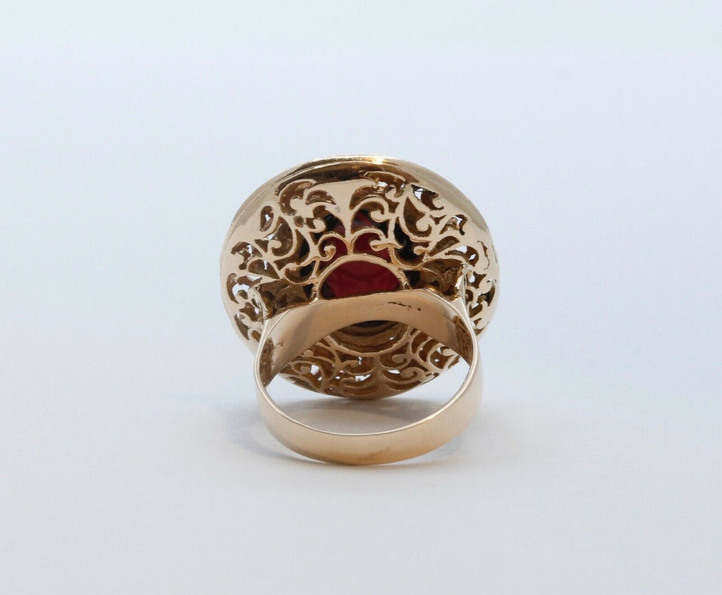Exquisite Victorian Revival Garnet 14K Yellow Gold Ring
