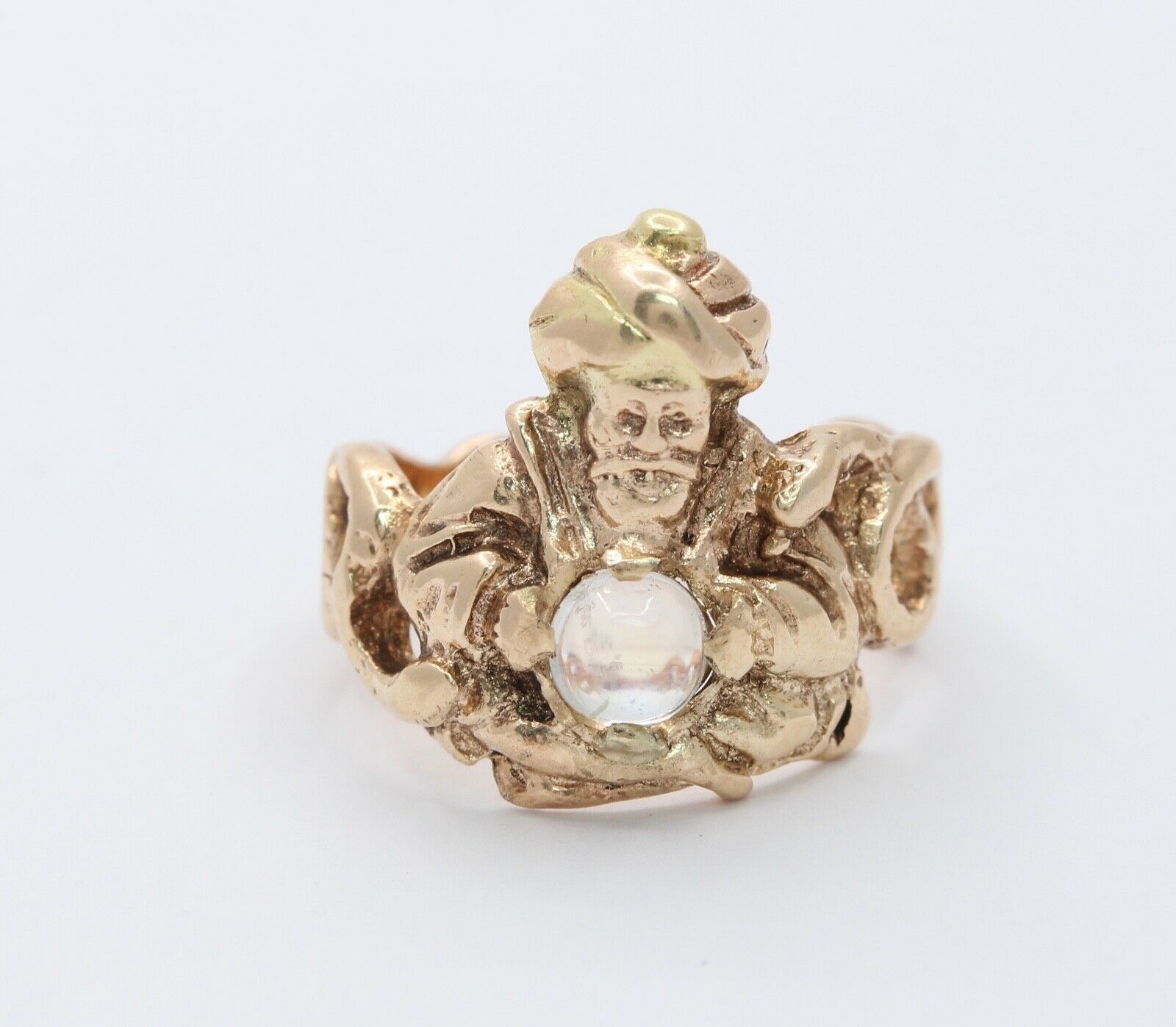 Cool Vintage Fortune Teller Clairvoyant Moonstone 14K Yellow Gold Ring