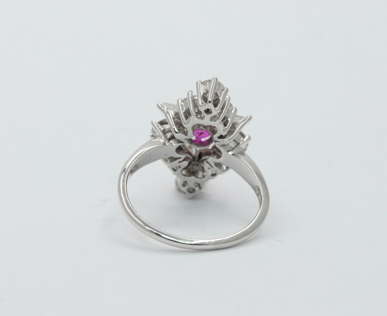 Vintage 14K White Gold Ruby Diamond Alternative Engagement Ring