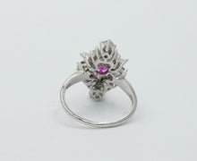 Load image into Gallery viewer, Vintage 14K White Gold Ruby Diamond Alternative Engagement Ring
