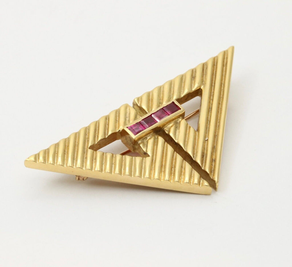 Vintage Tiffany & Co Ruby Triangle Brooch