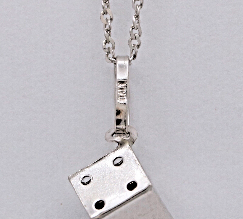 Vintage Dice 14K White Gold Unisex Pendant Charm