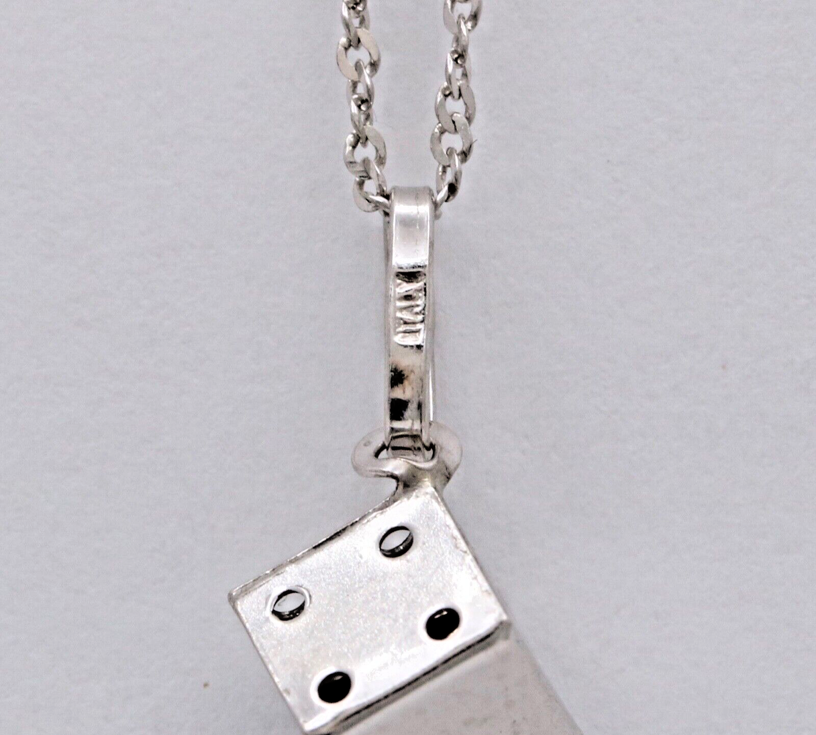 Vintage Dice 14K White Gold Unisex Pendant Charm