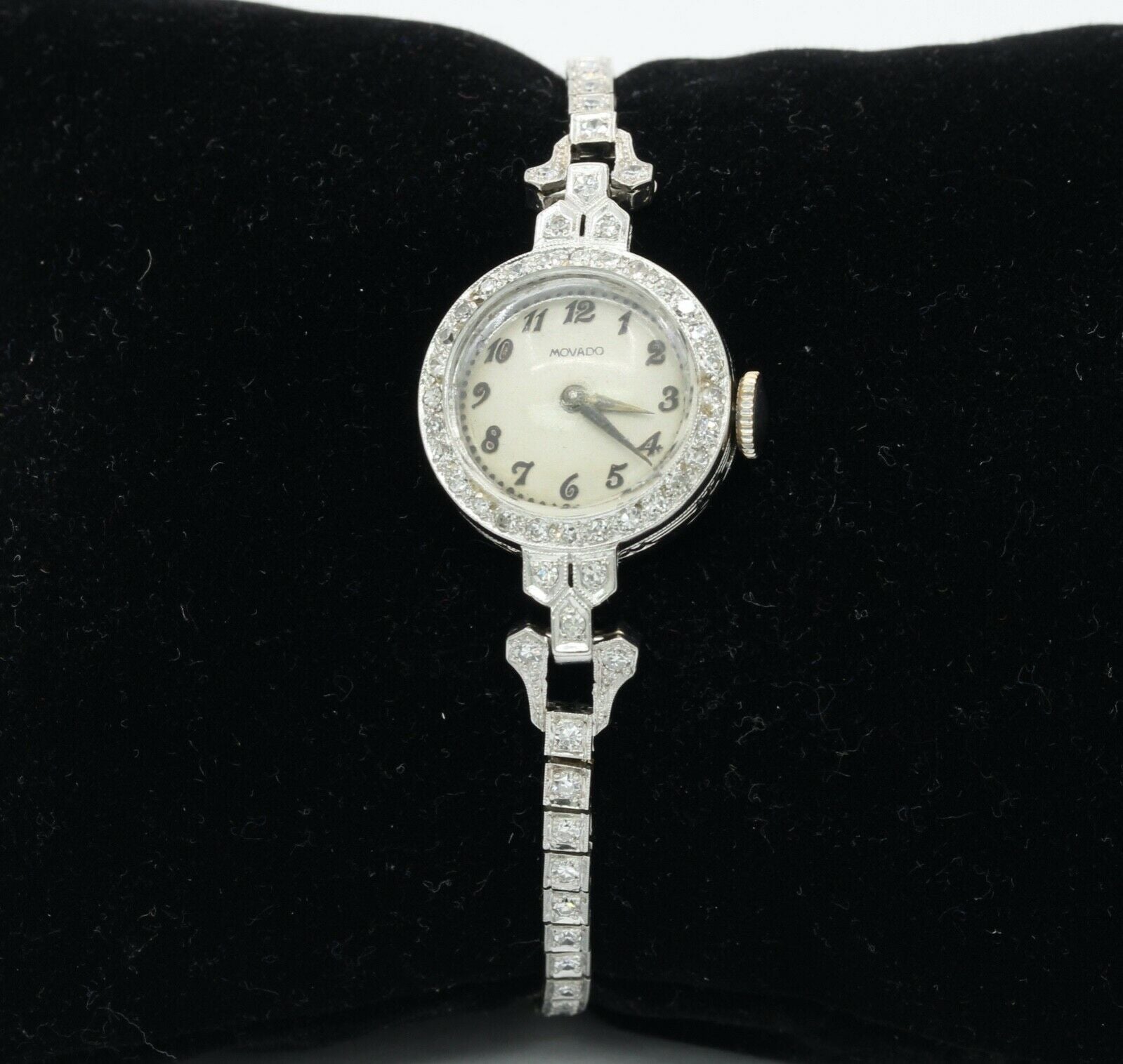 Vintage Ladies Movado Watch Platinum Diamonds