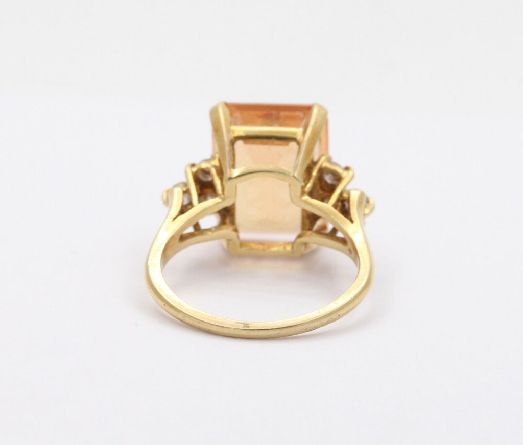 Vintage Citrine Diamonds  14K Yellow Gold Cocktail Ring