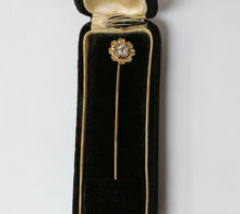 Load image into Gallery viewer, Art Deco Diamond Flowers 14K Yellow White Gold Stick Pin
