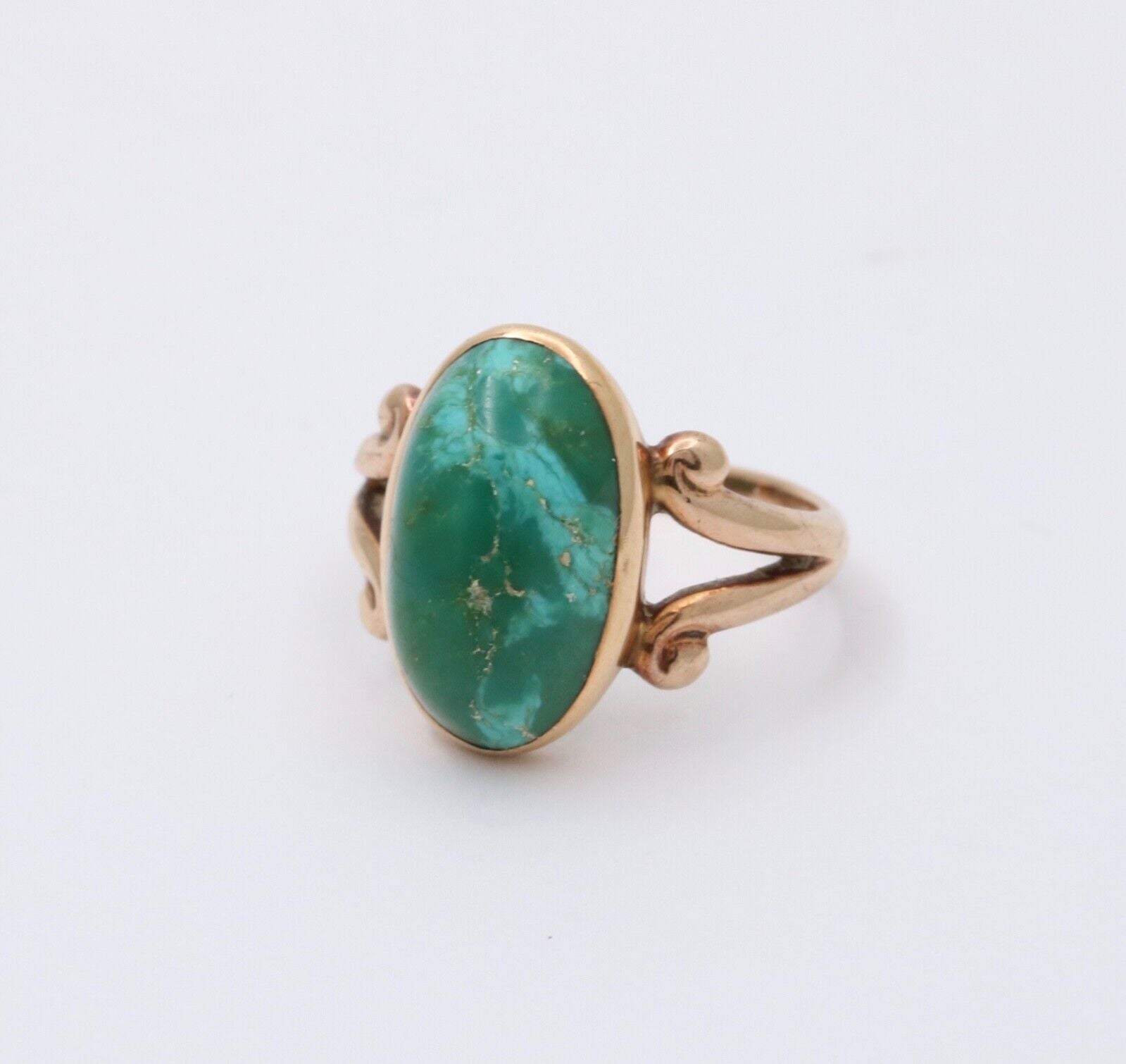 Antique Victorian 14K Yellow Gold Turquoise Ring