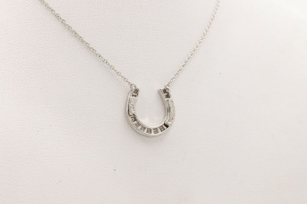Classic Tiffany & Co HorseShoes Diamond Platinum Pendant, Necklace.