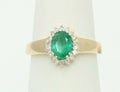 Vintage 14K Yellow Gold Diamond Emerald Ring