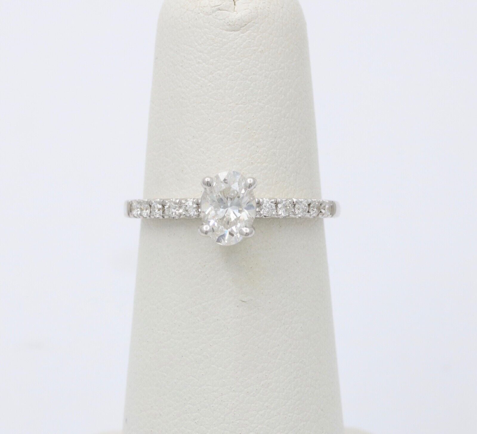Vintage Solitaire Oval Diamond 14K White Gold Engagement Ring
