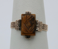 Antique 10K Rose Gold Carved Tiger's Eye Ring