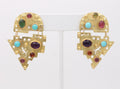 Vintage Multi Stone 18K Yellow Gold Earrings Arizona Mexican