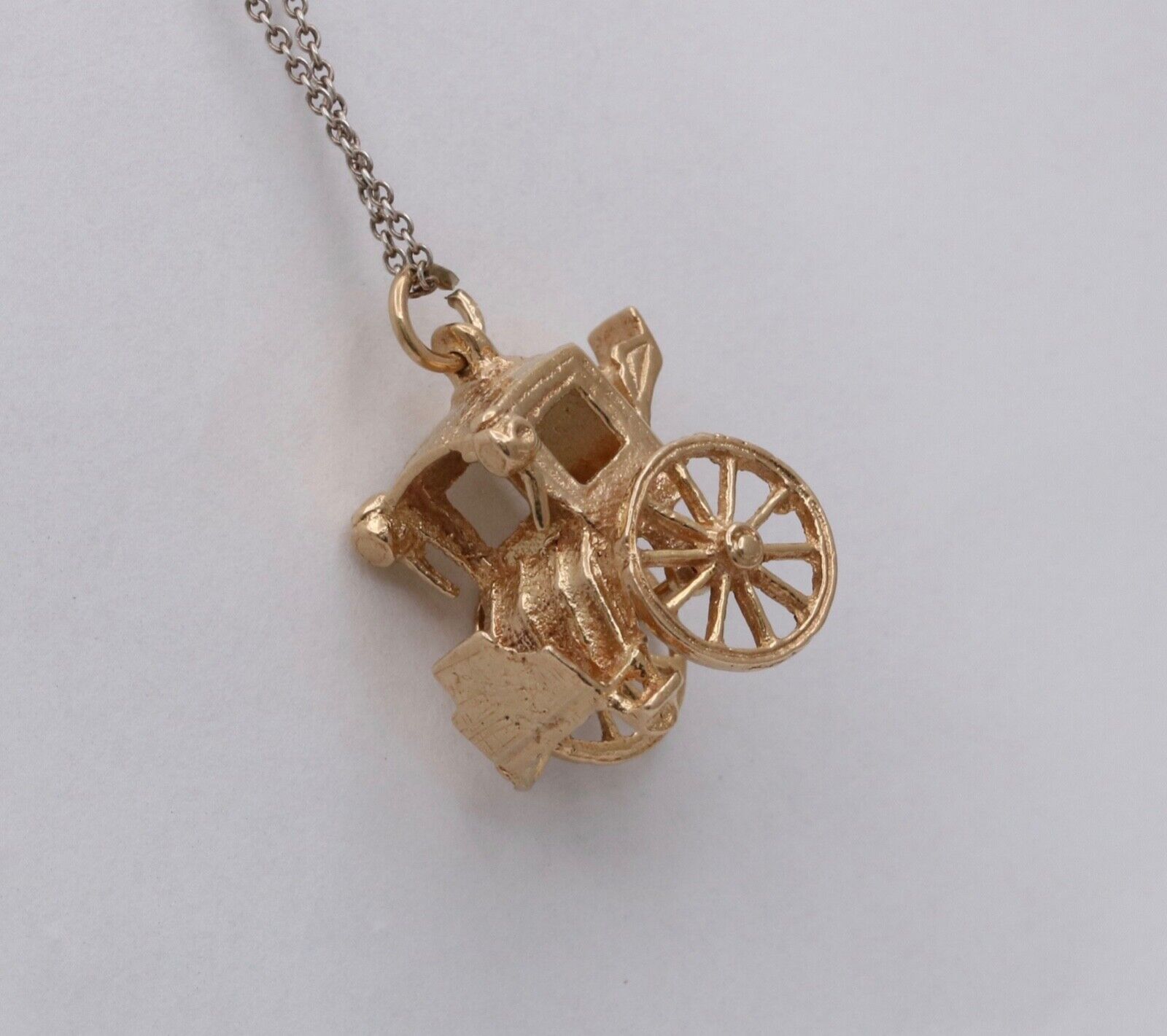 Vintage 9K Yellow Gold Carriage Charm Pendant.