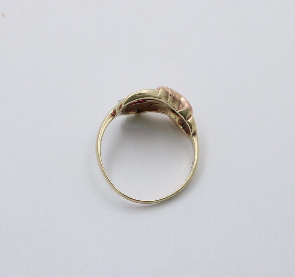 Vintage Seashell Ruby 14K Yellow Rose Gold Ring